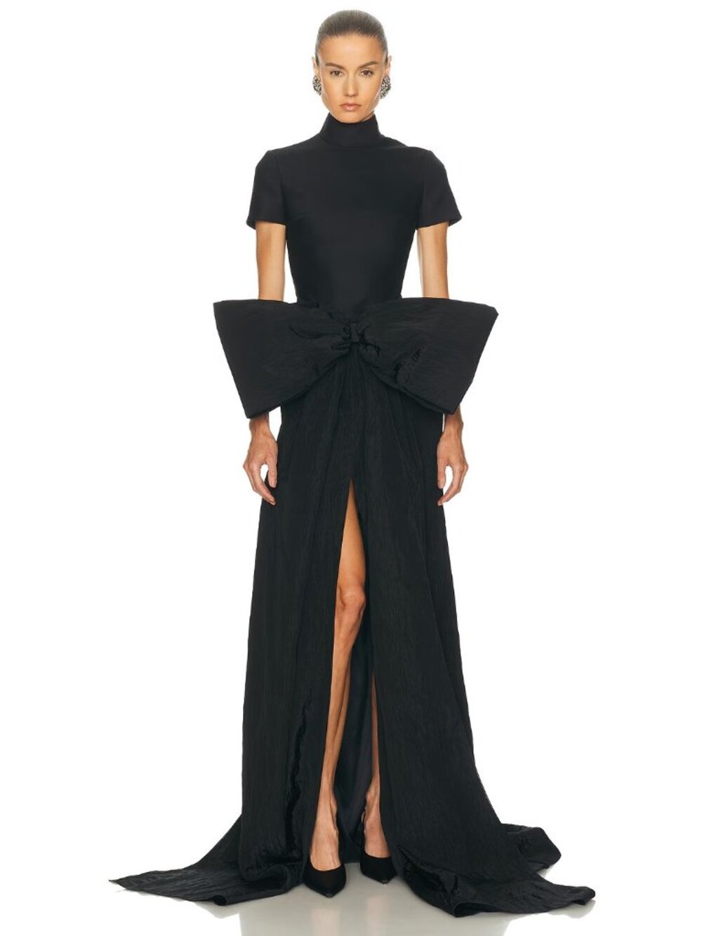 David Koma Oversized Bow Detail Gown in Black